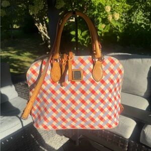 Dooney & Bourke zip zip multicolor gingham satchel
